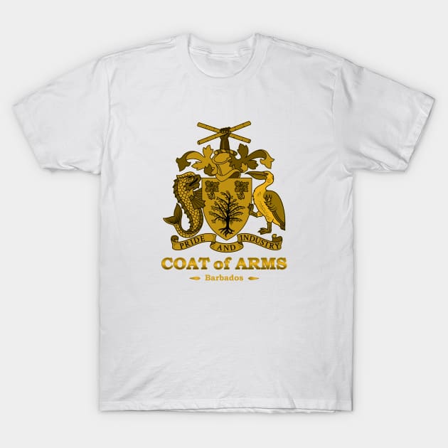 Barbados Coat of Arms Gold T-Shirt by IslandConcepts